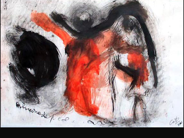 “La visita” tinta 35x50 cm. “La visita” tinta 35x50 cm.