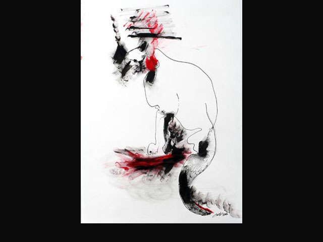 “Agazapado 2” tinta 35x50 cm. “Agazapado 2” tinta 35x50 cm.