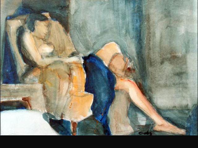 “Ensoñando” acuarela 70x50 cm.