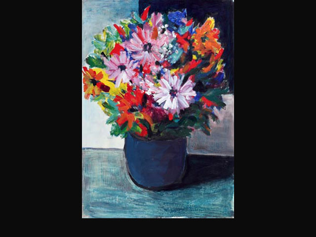 “Tarde con flores 2” acrílico 64x45 cm.